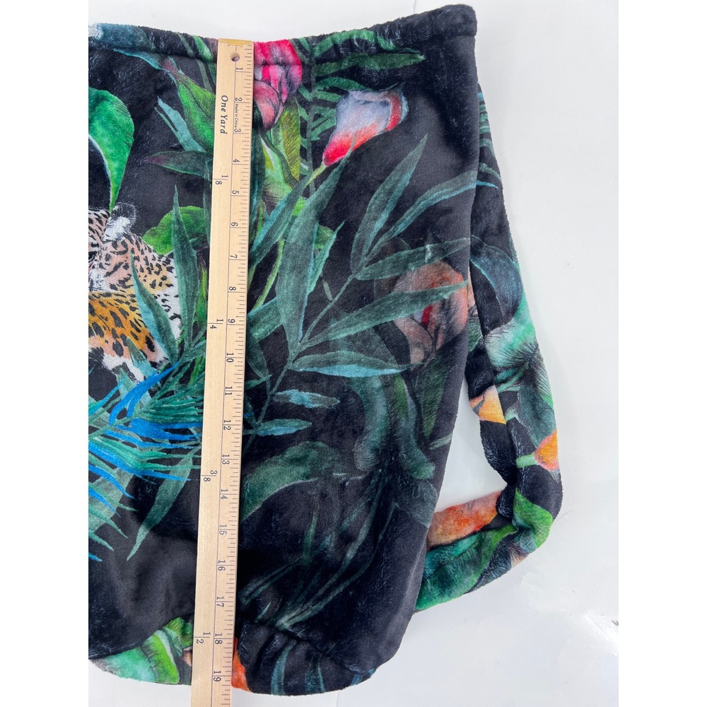 Johnny Was Jungle Cozy Bag ONLY Leopard Tropical Print Plush Drawstring Tote - Picture 7 of 7